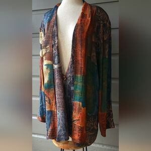 1990s Marsha Brander for Componix Multicolor Artistic Cardigan Size Large.